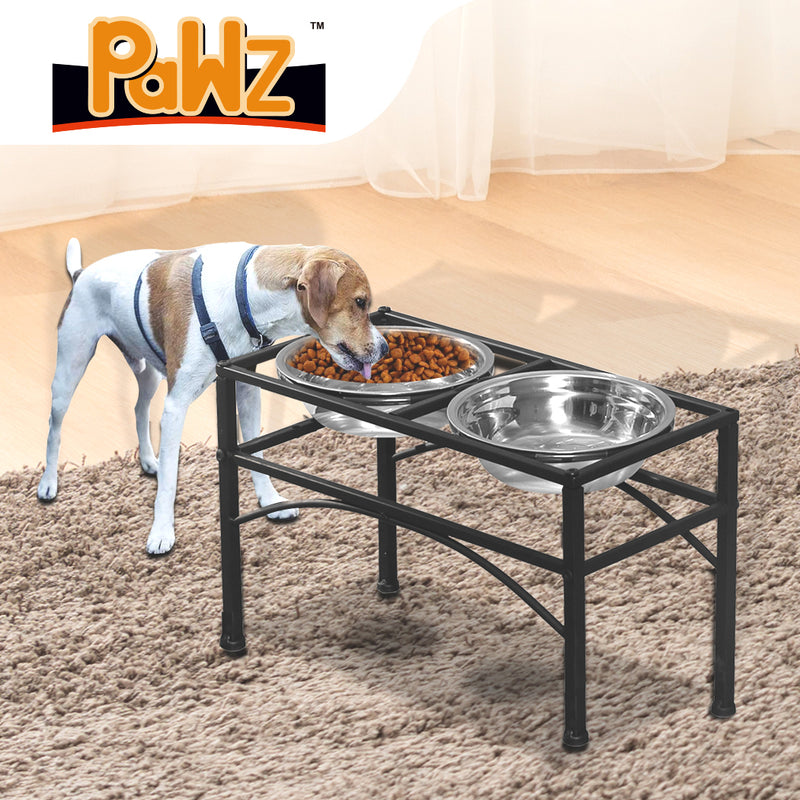 PaWz Dual Elevated Raised Pet Dog Feeder Bowl Stainless Steel Food Water Stand