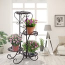 2x Levede Flower Shape Metal Plant Stand with 4 Plant Pot Space in Black Colour