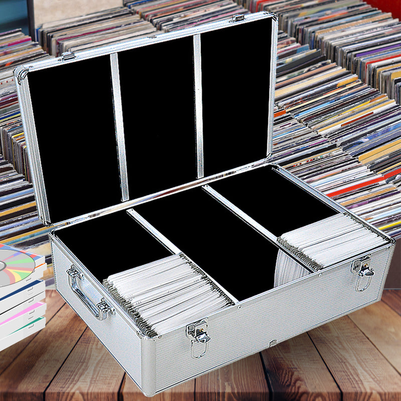 500 Discs Aluminium CD DVD Cases Bluray Lock Storage Box Organizer Free Inserts