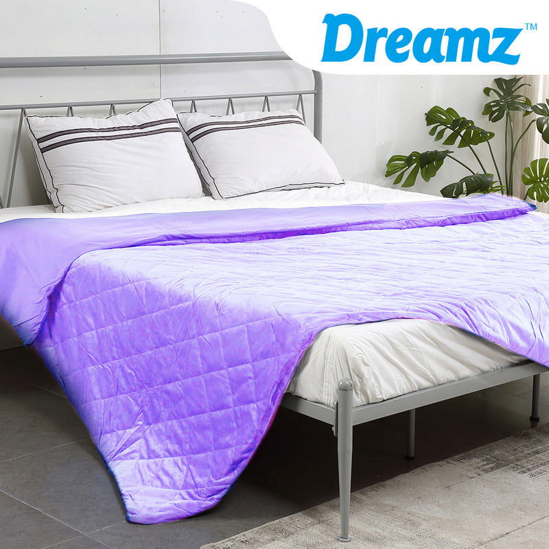 DreamZ 121x91cm Anti Anxiety Weighted Blanket Blankets Bamboo Cover Only Purple