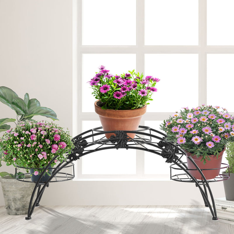 2X Plant Stand Outdoor Indoor Metal Black Flower Pot Shelf Garden Corner Shelves