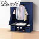 Levede Portable Wardrobes Shoe Rack Clothes Cabinet Closet Storage Navy Blue