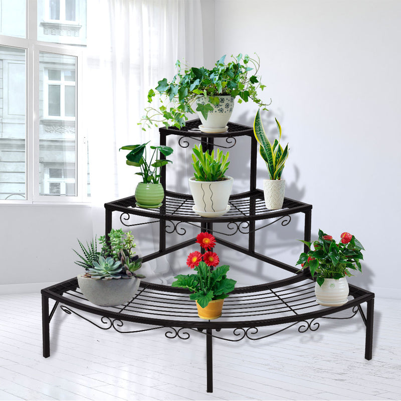 2x Levede Outdoor Indoor Plant Stand Garden Metal 3 Tier Planter Corner Shelf