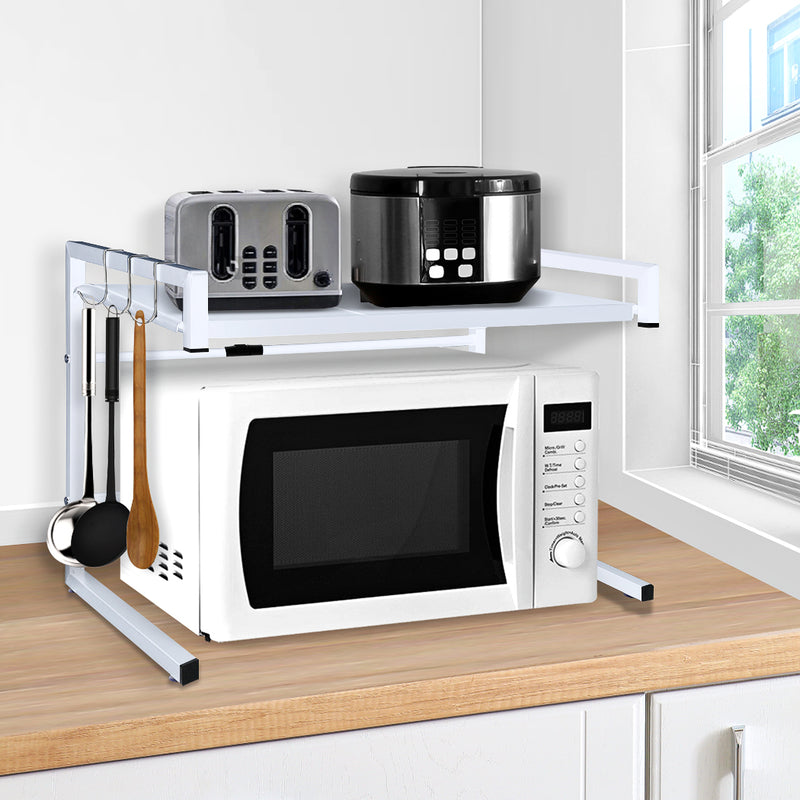 Microwave Oven Shelf Kitchen Organiser Storage Rack Holder Adjustable White
