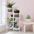6 Tier Plant Stand Swivel Outdoor Indoor Metal Stands Flower Shelf Rack Garden White