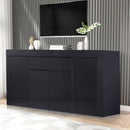 Levede Buffet Sideboard Cabinet High Gloss Storage Modern Doors Cupboard Black