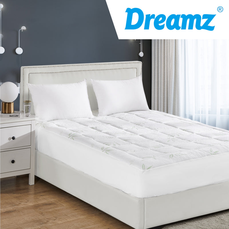 Dreamz Bamboo Pillowtop Mattress Topper Protector Waterproof Cool Cover Double