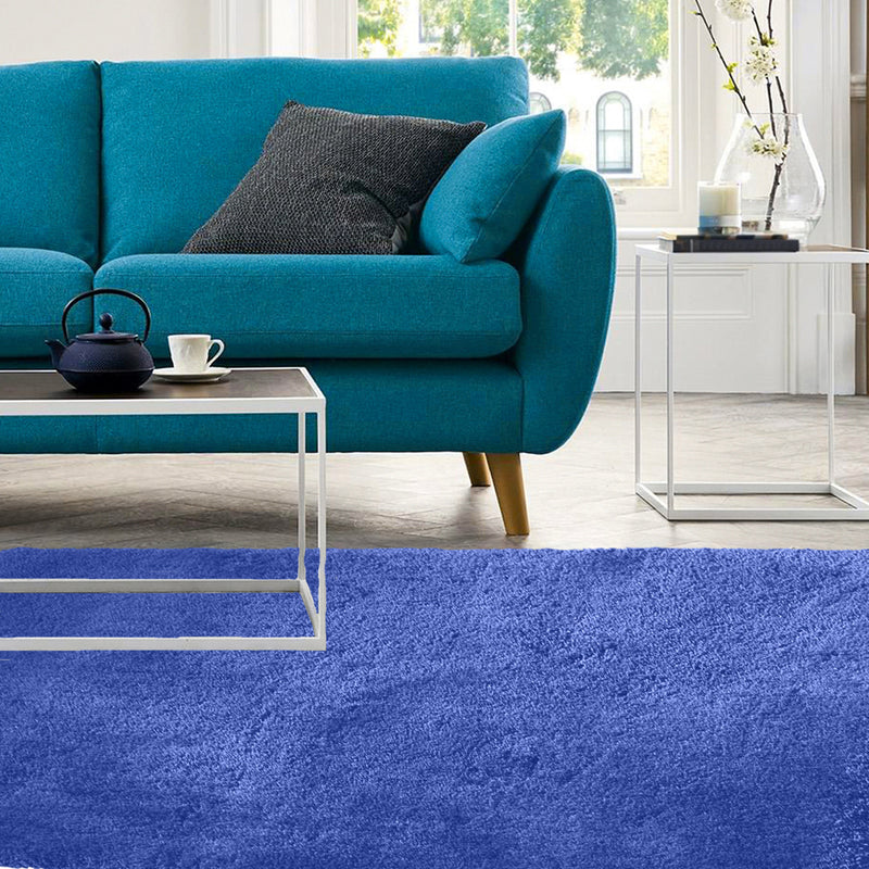 Ultra Soft Anti Slip Rectangle Plush Shaggy Floor Rug Carpet in Blue 60x220cm