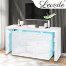Levede Buffet Sideboard Cabinet Storage Modern High Gloss Cupboard Drawers White 192cm