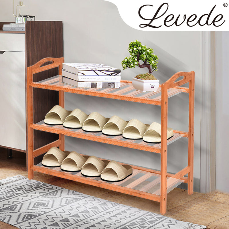 Levede 3 Tiers Bamboo Shoe Rack Storage Organizer Wooden Shelf Stand Shelves