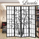 Levede 4 Panel Room Divider Screen Door Stand Privacy Fringe Wood Fold Bamboo