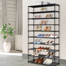 BLACK 10-TIER METAL STORAGE SHOE RACK