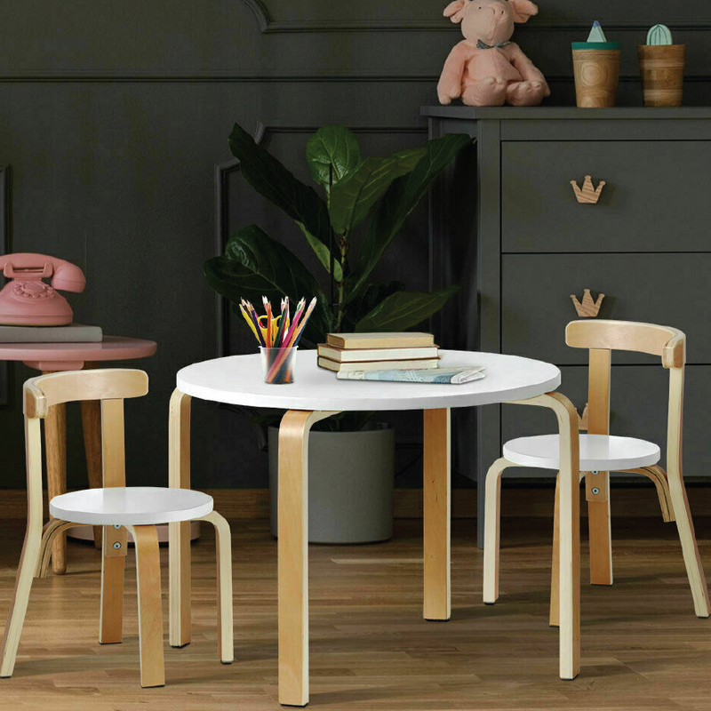 KIDS WOODEN TABLE AND CHAIR SET