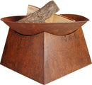 RUSTIC SQUARE BASE ROUND FIREBOWL W/BASE 56.5X56.5X34CM