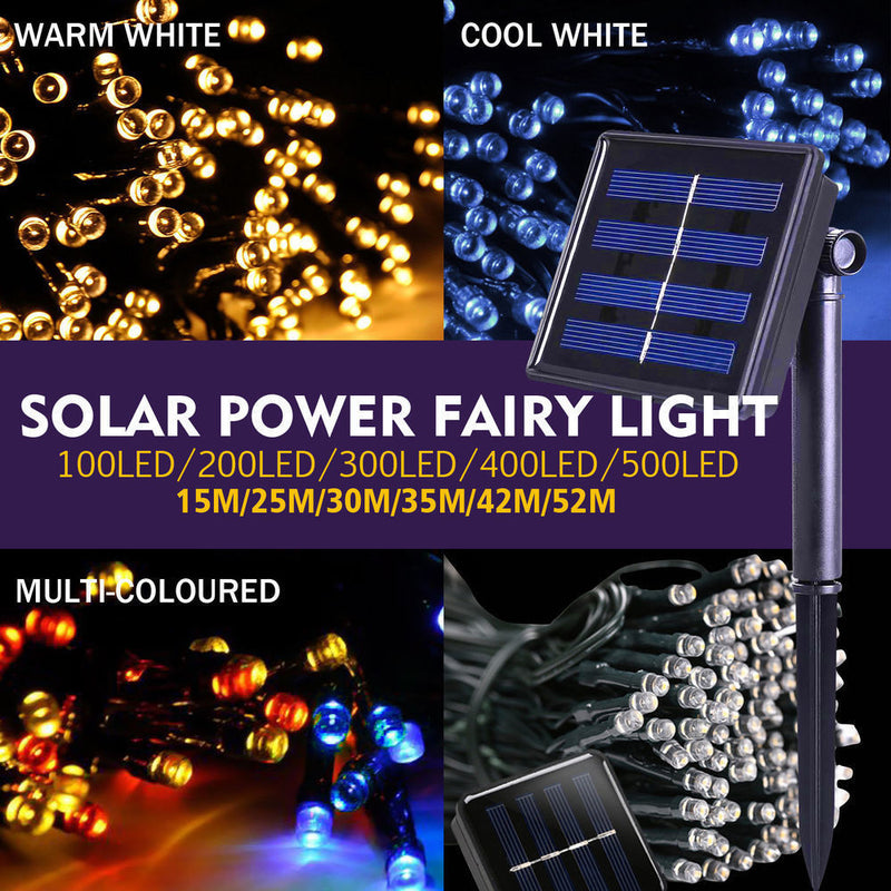 30M 300LED String Solar Powered Fairy Lights Garden Christmas D?cor Cool White
