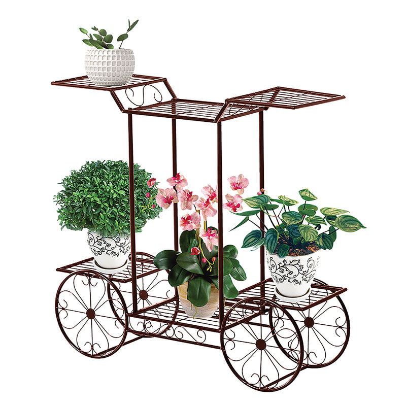 BRONZE COLOURED 6-TIER METAL CART PLANT STAND