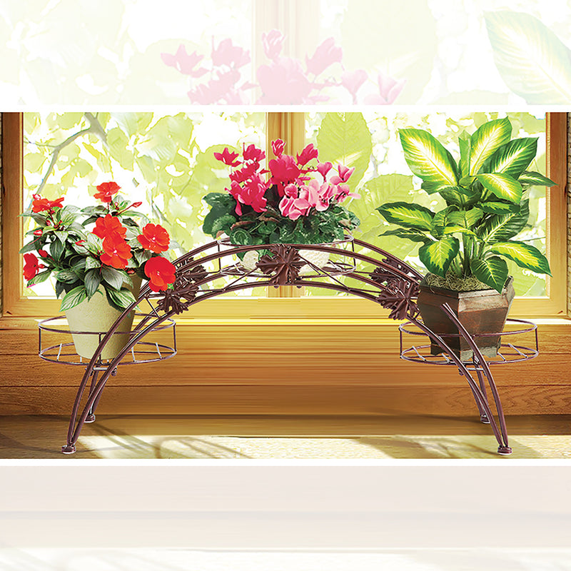 BRONZE 3-TIER METAL ARCH PLANT STAND