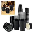 50PK OF 16OZ/500ML REGULAR 14CM HIGH DISPOSABLE CUPS WITH LIDS