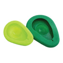 A PAIR OF AVOCADO SILICONE FOOD SAVERS