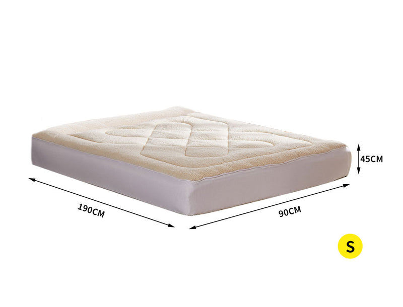 Dreamz Mattress Topper 100% Wool Underlay Reversible Mat Pad Protector Single